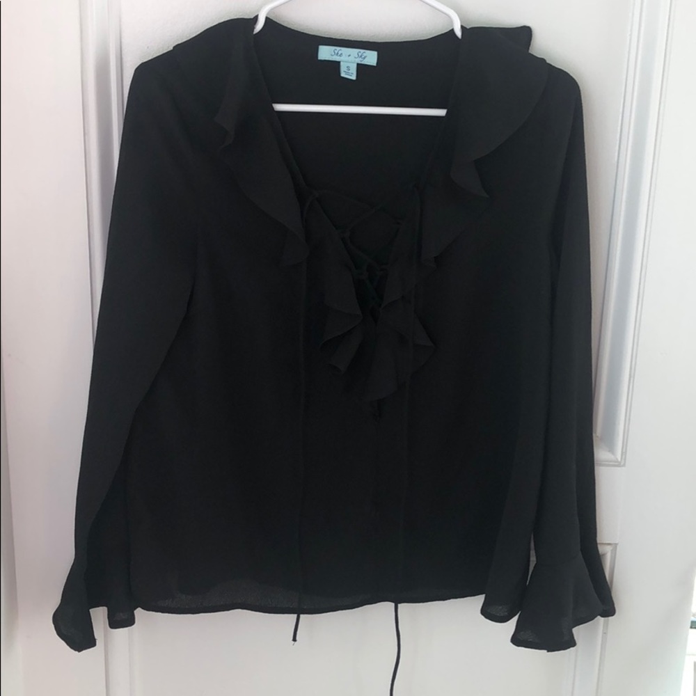 Bell Sleeve Boutique Black Top